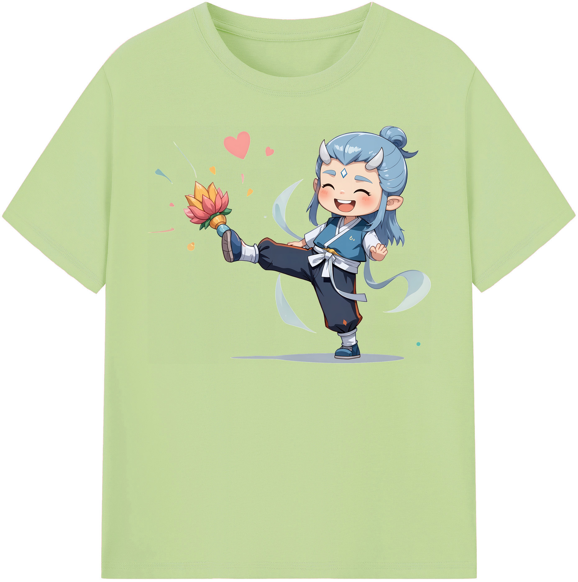 （画像用） Ne Zha 2 ナタ 魔童の大暴れ 綿100％半袖Tシャツ（フロントプリント）
